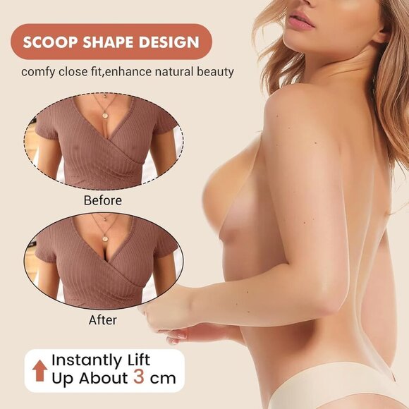 Sticky Bras Push Up 2 Pairs, Adhesive Bra Lift, Invisible Silicone Backless Stra - Picture 6 of 7